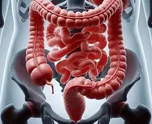 imagem da posição do intestino colon sigmóide na grande bacia